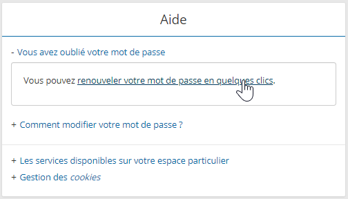 aide renouveler mot de passe
