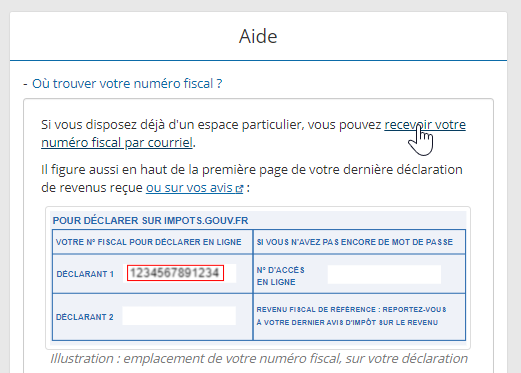 aide pour trouver identifiant fiscal